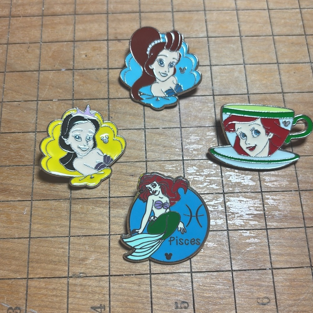 Disney Trading Pins Ariel Tea Coffee Cup, Pisces, Sisters Aquata, Alana No Backs - Picture 14 of 17